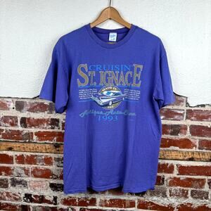 Vintage Car Show Shirt Size XL Purple Single Stitch St Ignace MI Auto Show 1993
